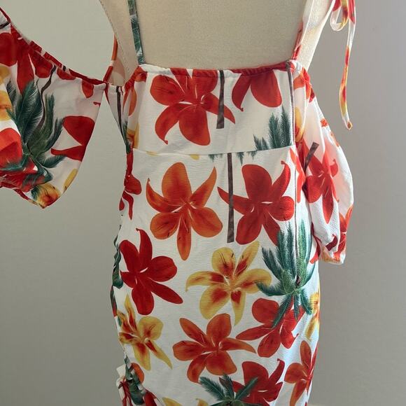 NEW Floral Women’s Floral Print Cold Shoulder Drawstring Side Bodycon Dress 3X - Picture 10 of 10